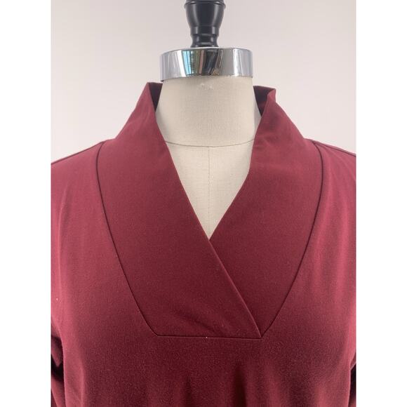 Sahalie Midi Dress Maroon Long Sleeve Stretch Boho Lagenlook Minimalist XL - Picture 4 of 8